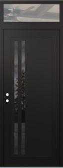 Diamond C6 36" x 96" black/black mirrored Glass Panel black RHI with Transom clear Glass