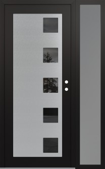 Diamond C5 50" x 80" black/black mirrored Glass Panel stainless steel LHI with Sidelite frosted Glass