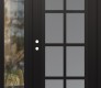 Modern Steel Front Door Diamond C16 48" x 80" black/white frosted Glass Panel black RHI with Sidelite clear Glass