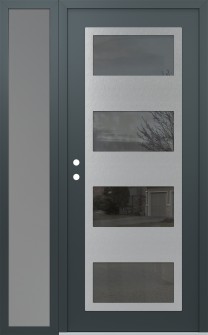 Diamond C2 52" x 80" anthracite/anthracite mirrored Glass Panel stainless steel RHI with Sidelite frosted Glass