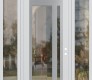 Modern Steel Front Door Diamond C15 64" x 96" white/white clear Glass Panel stainless steel LHI with 2 Sidelites and Transom clear Glass