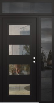 Diamond C2 50" x 96" black/black clear Glass Panel black LHI with Sidelite and Transom mirrored Glass