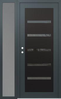 Diamond C7 52" x 80" anthracite/anthracite mirrored Glass Panel black RHI with Sidelite frosted Glass