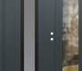 Modern Steel Front Door DIAMOND A11 50" X 80" ANTHRACITE/ANTHRACITE FROSTED GLASS PANEL BLACK LHI WITH SIDELITE CLEAR GLASS