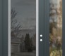 Modern Steel Front Door Diamond C1 48" x 96" anthracite/anthracite mirrored Glass Panel stainless steel LHI with Sidelite and Transom clear Glass