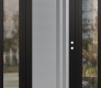 Modern Steel Front Door Diamond C6 60" x 80" black/white frosted Glass Panel stainless steel LHI with 2 Sidelites clear Glass