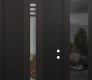 Modern Steel Front Door DIAMOND A5 48" X 96" BLACK/BLACK CLEAR GLASS PANEL BLACK LHI WITH SIDELITE AND TRANSOM MIRRORED GLASS
