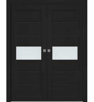 Edna Vetro Black Matte Double pocket doors