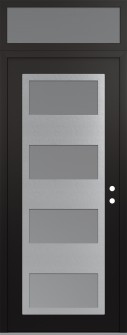Diamond C2 36" x 96" black/white frosted Glass Panel stainless steel LHI with Transom frosted Glass