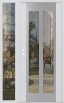 Diamond C14 48" x 80" white/white clear Glass Panel stainless steel RHI with Sidelite clear Glass