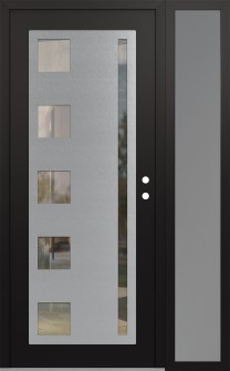 Diamond C3 50" x 80" black/black clear Glass Panel stainless steel LHI with Sidelite frosted Glass