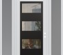 Modern Steel Front Door Diamond C2 60" x 96" white/white clear Glass Panel black LHI with 2 Sidelites and Transom frosted Glass