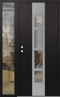 DIAMOND A10 48" X 80" BLACK/BLACK CLEAR GLASS PANEL STAINLESS STEEL RHI WITH SIDELITE CLEAR GLASS