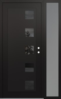 Diamond C5 48" x 80" black/black mirrored Glass Panel black LHI with Sidelite frosted Glass