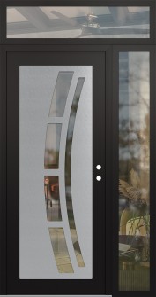 Diamond C12 48" x 96" black/black clear Glass Panel stainless steel LHI with Sidelite and Transom clear Glass