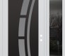 Modern Steel Front Door Diamond C12 50" x 96" white/white frosted Glass Panel black LHI with Sidelite and Transom mirrored Glass