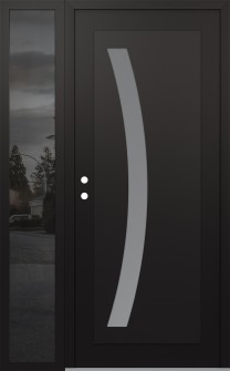 Diamond C4 52" x 80" black/white frosted Glass Panel black RHI with Sidelite mirrored Glass