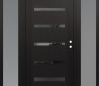 Modern Steel Front Door Diamond C7 60" x 80" black/black mirrored Glass Panel black LHI with 2 Sidelites frosted Glass