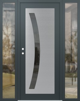 Diamond C4 60" x 80" anthracite/anthracite mirrored Glass Panel stainless steel RHI with 2 Sidelites clear Glass