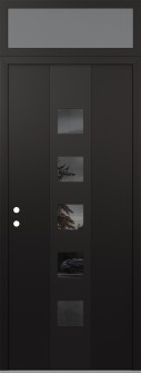 DIAMOND A13 36" X 96" BLACK/BLACK MIRRORED GLASS PANEL BLACK RHI WITH TRANSOM FROSTED GLASS