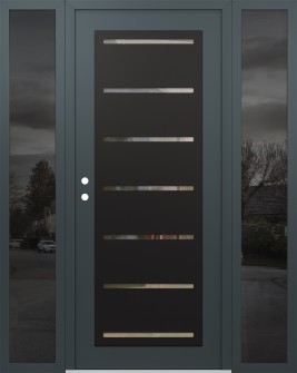 Diamond C11 60" x 80" anthracite/anthracite clear Glass Panel black RHI with 2 Sidelites mirrored Glass