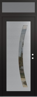 Diamond C4 36" x 96" black/black clear Glass Panel stainless steel LHI with Transom frosted Glass