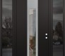 Modern Steel Front Door DIAMOND A1 64" X 96" BLACK/BLACK CLEAR GLASS PANEL STAINLESS STEEL LHI WITH 2 SIDELITES AND TRANSOM MIRRORED GLASS