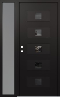 Diamond D8 50" x 80" black/black mirrored Glass Panel black RHI with Sidelite frosted Glass