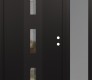 Modern Steel Front Door DIAMOND A7 48" X 80" BLACK/BLACK CLEAR GLASS PANEL BLACK LHI WITH SIDELITE FROSTED GLASS