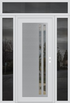 Diamond C6 64" x 96" white/white clear Glass Panel stainless steel LHI with 2 Sidelites and Transom mirrored Glass