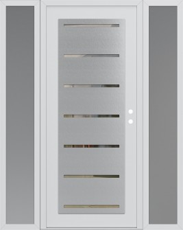 Diamond C11 64" x 80" white/white clear Glass Panel stainless steel LHI with 2 Sidelites frosted Glass