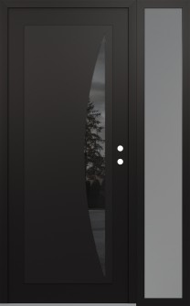 Diamond C13 50" x 80" black/black mirrored Glass Panel black LHI with Sidelite frosted Glass