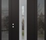 DIAMOND A2 64" X 96" BLACK/BLACK CLEAR GLASS PANEL STAINLESS STEEL LHI WITH 2 SIDELITES AND TRANSOM MIRRORED GLASS