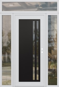 Diamond C6 60" x 96" white/white clear Glass Panel black LHI with 2 Sidelites and Transom clear Glass