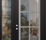 Modern Steel Front Door Diamond C16 50" x 96" black/black clear Glass Panel stainless steel RHI with Sidelite and Transom clear Glass