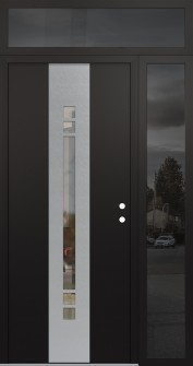 DIAMOND A4 48" X 96" BLACK/BLACK CLEAR GLASS PANEL STAINLESS STEEL LHI WITH SIDELITE AND TRANSOM MIRRORED GLASS