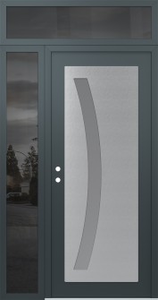 Diamond C4 50" x 96" anthracite/anthracite frosted Glass Panel stainless steel RHI with Sidelite and Transom mirrored Glass