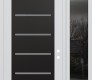 Modern Steel Front Door Diamond C11 50" x 96" white/white frosted Glass Panel black LHI with Sidelite and Transom mirrored Glass