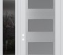 Modern Steel Front Door Diamond C2 52" x 96" white/white frosted Glass Panel stainless steel RHI with Sidelite and Transom mirrored Glass