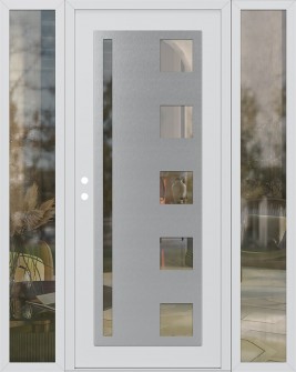 Diamond C3 64" x 80" white/white clear Glass Panel stainless steel RHI with 2 Sidelites clear Glass