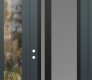 Modern Steel Front Door Diamond C15 52" x 96" anthracite/anthracite frosted Glass Panel black RHI with Sidelite and Transom clear Glass