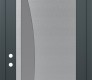 Modern Steel Front Door Diamond C13 36" x 96" anthracite/anthracite frosted Glass Panel stainless steel RHI with Transom frosted Glass