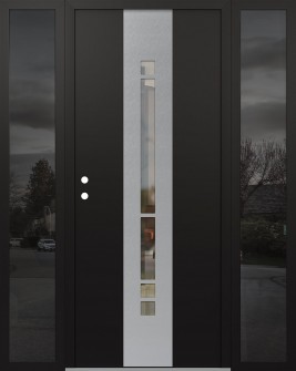 DIAMOND A3 60" X 80" BLACK/BLACK CLEAR GLASS PANEL STAINLESS STEEL RHI WITH 2 SIDELITES MIRRORED GLASS