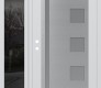Modern Steel Front Door Diamond C3 48" x 80" white/white frosted Glass Panel stainless steel LHI with Sidelite mirrored Glass