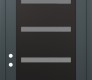 Modern Steel Front Door Diamond C7 36" x 96" anthracite/anthracite frosted Glass Panel black RHI with Transom clear Glass