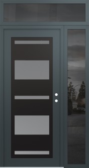 Diamond C10 48" x 96" anthracite/anthracite frosted Glass Panel black LHI with Sidelite and Transom mirrored Glass