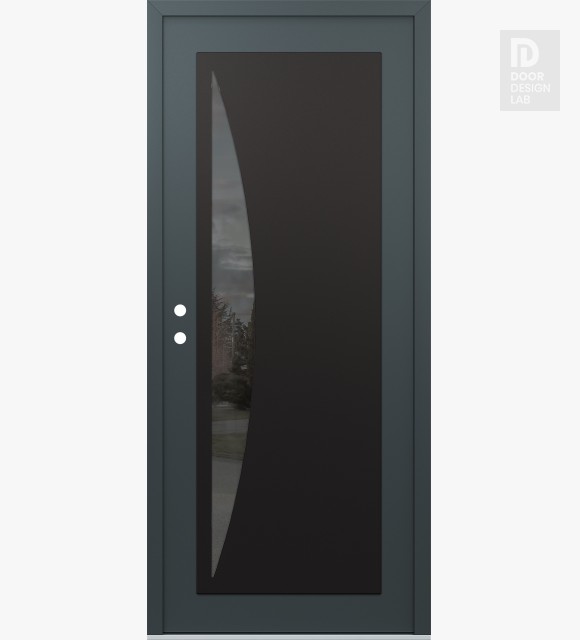 Modern Steel Front Door Diamond C13 36" x 80" anthracite/anthracite mirrored Glass Panel black RHI