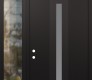 Modern Steel Front Door DIAMOND A2 50" X 96" BLACK/WHITE FROSTED GLASS PANEL BLACK RHI WITH SIDELITE AND TRANSOM CLEAR GLASS