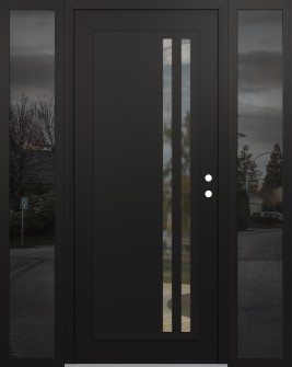 Diamond C6 64" x 80" black/black clear Glass Panel black LHI with 2 Sidelites mirrored Glass