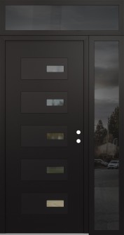 Diamond D7 48" x 96" black/black clear Glass Panel black LHI with Sidelite and Transom mirrored Glass